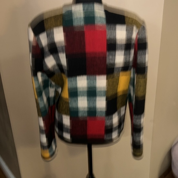 Vintage 1950s Boxy Wool Cropped Jacket Bright‎ Checks Grey Piping Doncaster sz 8 - Picture 4 of 12